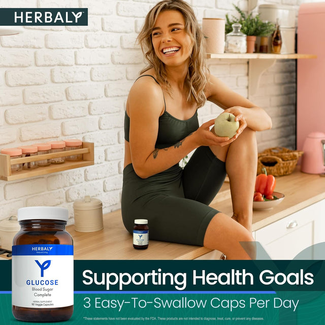 Glucose Blood Sugar Complete Capsules - Natural Wellness - Nutrient Rich Blend - Cinnamon, Chromium, Gymnema Sylvestre, Fenugreek - Balance & Energy - Health Number Goals - 90 Veggie Caps