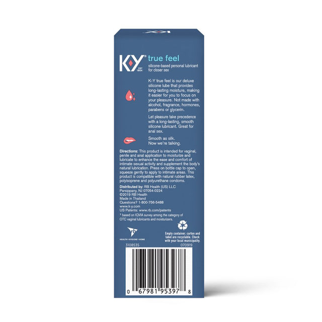 Silicone Lube K-Y True Feel 4.5 Fl Oz Personal Lubricant for Adult Couples, Men, Women, Pleasure Enhancer, Sensual Massage Vaginal Moisturizer,Hormone & Paraben Free, Deluxe, Latex Condom Compatible