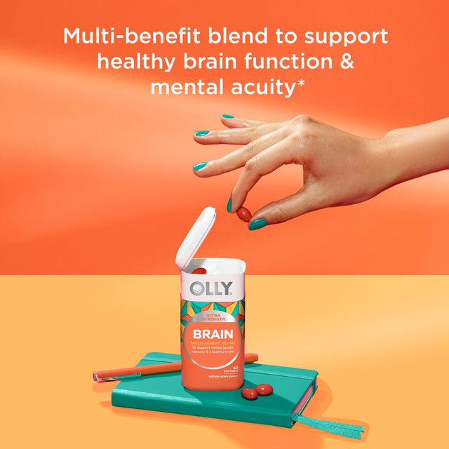 OLLY Ultra Strength Brain Softgels, Nootropic Supplement, Bacosides, Omega-3S, 60 Ct