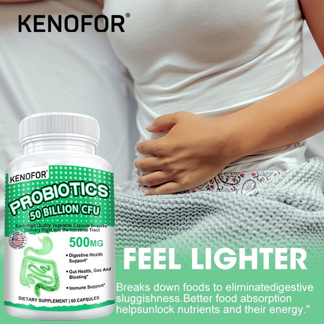 KENOFOR Probiotic 50 Billion for Women and Men with Lactobacillus Acidophilus for Digestive, Colon and Immune Support Daily Gas Relief Dairy-Free