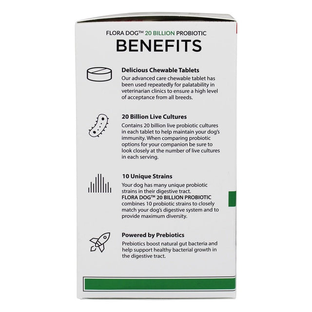 Vital Planet - Flora Dog Probiotic 20 Billion CFU Beef Flavored - 60 Chewable Tablets