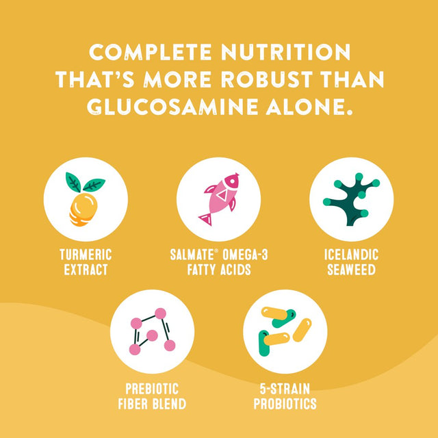 Happy Go Healthy Hip & Joint Supplements for Dogs | Probiotic & Prebiotic Benefits with Wild Salmon Omega 3S to Help Your Dog Reach New Heights | All Breeds and Sizes | 21 Count