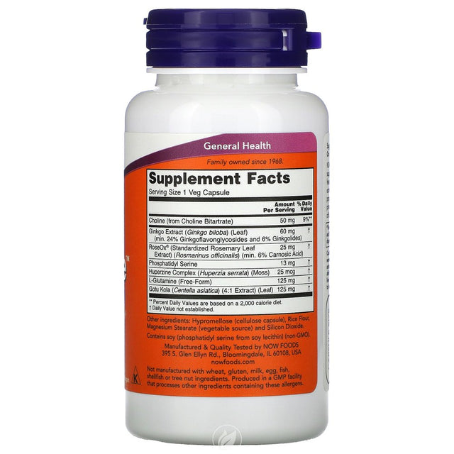 NOW Supplements Brain Elevate Formula 60 Vcaps