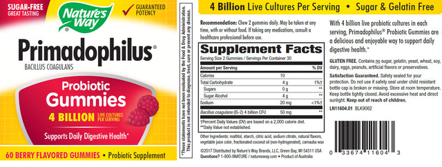 Nature'S Way Primadophilus Probiotic Gummies, Berry, 60 Ct