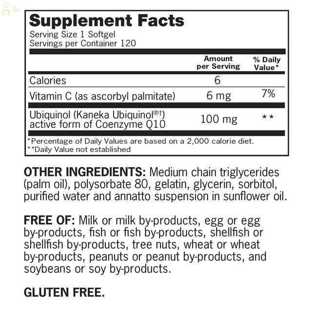 Qunol Mega Coq10 Ubiquinol 100 Mg., 120 Softgels | Promotes Healthy Blood Pressure Levels