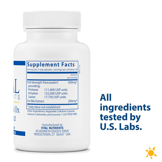 Pancreatin & Ox Bile Extract, 60 Capsules, Vital Nutrients