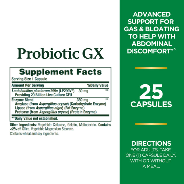 Nature'S Bounty Probiotic GX, Gas and Bloating Capsules, 25 Ct