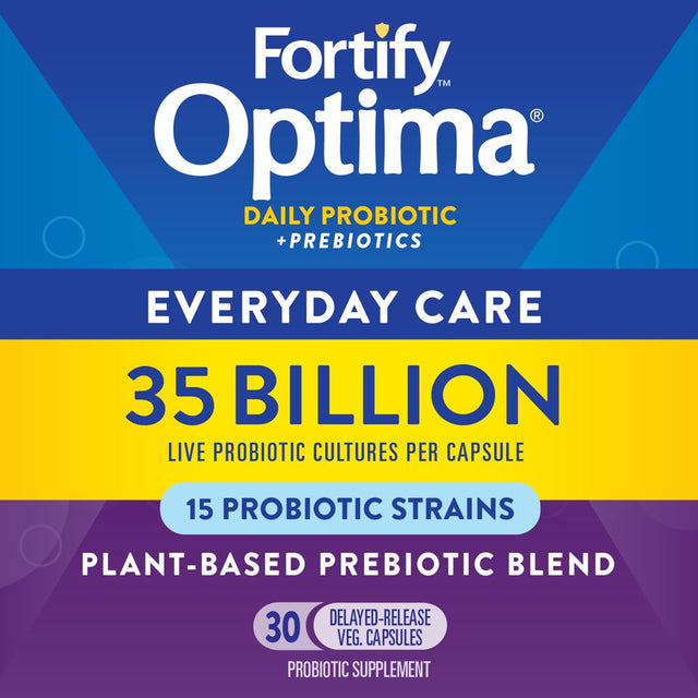 Nature’S Way Fortify Optima Daily Probiotic, 35 Billion, 15 Strains, Prebiotic, 30 Capsules
