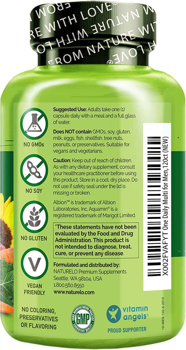 NATURELO One Daily Multivitamin for Male Supplement to Boost Energy 120 Capsule