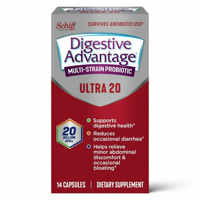 Pack of 3 Boxes, Digestive Advantage 20 Billion CFU Multi-Strain Probiotic Ultra 20 Billion Cfu'S (14 Count Each Box)