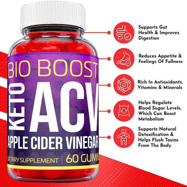 (1 Pack) Bio Boost Keto ACV Gummies - Supplement for Weight Loss - Energy & Focus Boosting Dietary Supplements for Weight Management & Metabolism - Fat Burn - 60 Gummies