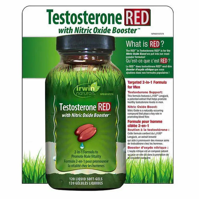 Testosterone RED with Nitric Oxide Booster - 120 Soft Gels | Hormone and Performance Enhancement