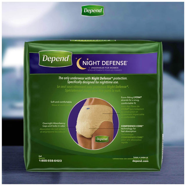 Depend Night Defense Incontinence Overnight Underwear for Women, XL, Packaging May Vary | 12 Count