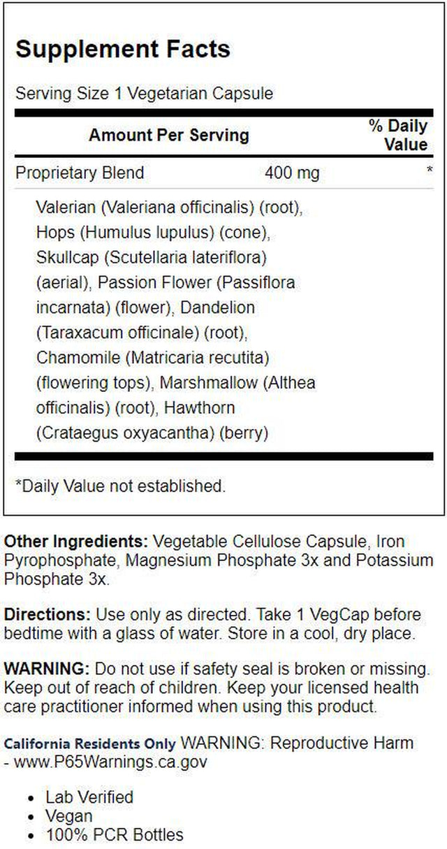 Solaray Sleep Blend SP-17 | Herbal Blend W/ Cell Salt Nutrients to Help Support Healthy Sleep & Relaxation | Non-Gmo, Vegan | 100 Vegcaps
