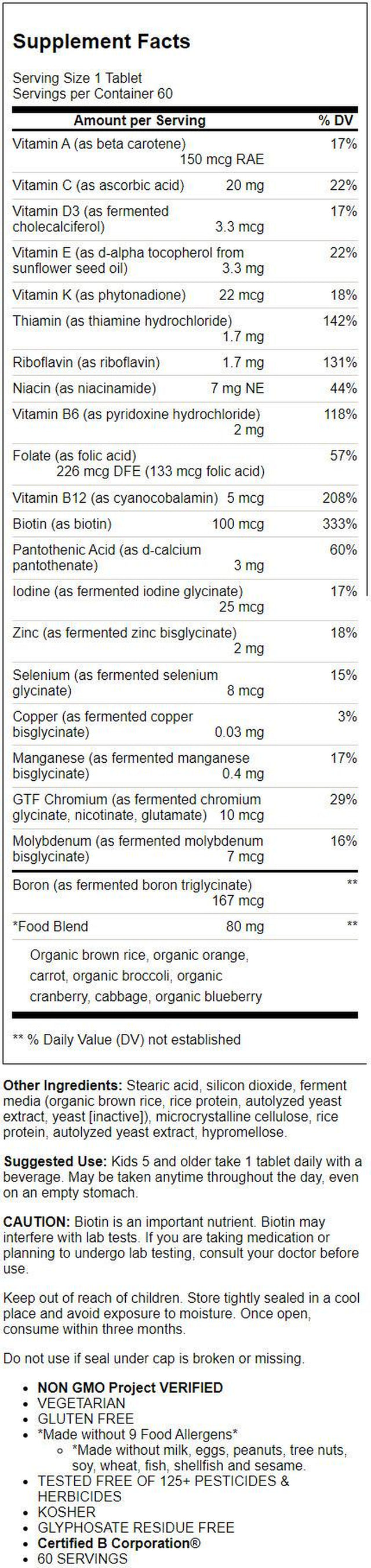 Megafood Kids One Daily Multivitamin, 60 Tablets