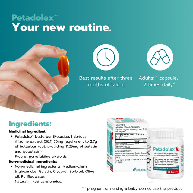 Linpharma Petadolex 75 Mg Patented Pa-Free Butterbur Root Extract- 2 Bottles