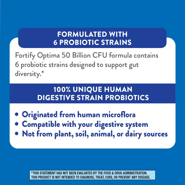 Nature'S Way Fortify Optima 50 Billion Daily Probiotic, Probiotic Strains, Supports Digestive and Immune Health, 30 Capsules