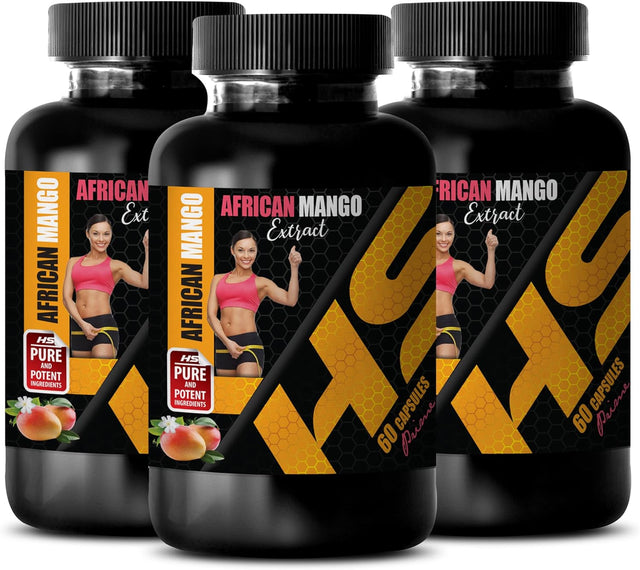 HS PRIME African Mango Extract Powder - African Mango Extract 500 - Fat Burners, Mood Enhancer for Kids, Performance Booster, Energy Support, Immune Boosters for Adults, Vitamin C - 3 Bot 180 Caps