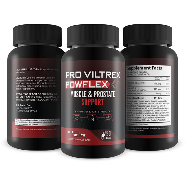 Pro Viltrex Powflex XY - Male Muscle Growth & Prostate Support - Promote Lasting Stamina, Energy, & Power - Support Healthy Hormone Production - Aid Blood Flow & Circulation - Men'S Health Supplement