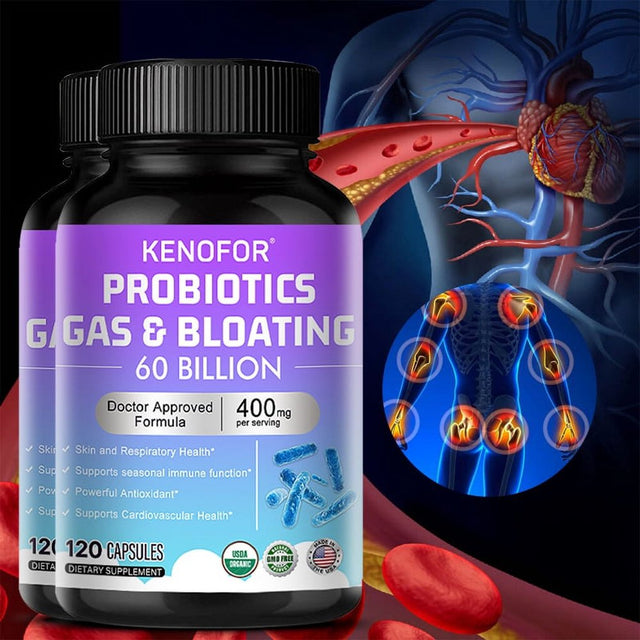 KENOFOR Probiotic Capsules with Lactobacillus Acidophilus, Powerful Antioxidants to Support Skin, Cardiovascular, Digestive, Immune and Respiratory Health