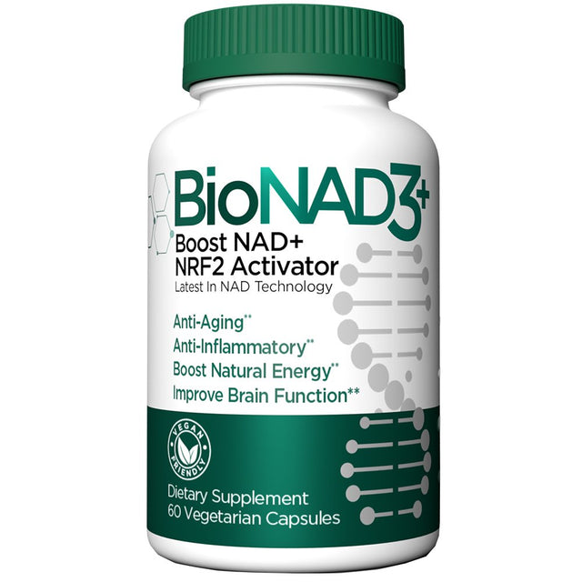 Bionad3 NAD3 NAD+ Supplement | NRF2 Activator | anti Aging | Proven Nicotinamide Riboside Booster | Metabolic Activator | Boosts NAD+ and Natural Energy | 60 Capsules