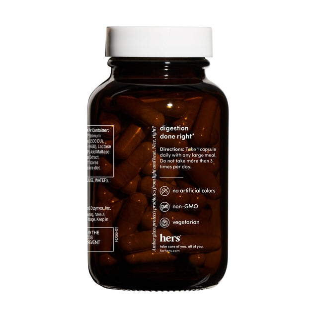 Hers Digest Debloat Probiotic Supplement for Women, Digestion Support, 60 Count