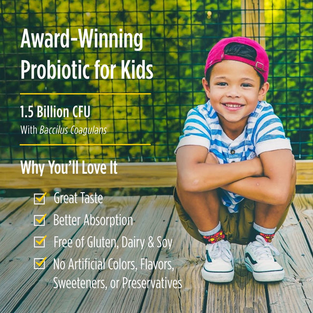 Nordic Naturals Kids Probiotic Gummies, 1.5 Billion Cultures, Vegan 60 Ct