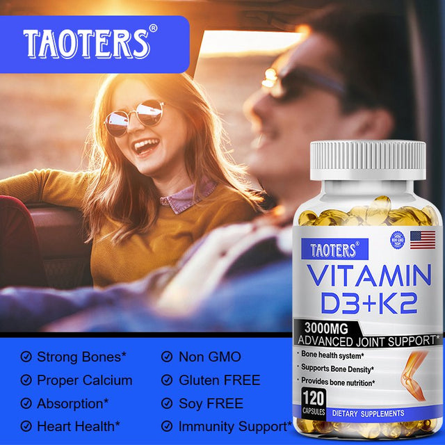 TAOTERS Vitamin K2 (MK7) with D3 Supplement to Support Joint, Bone, and Immune Health Non-Gmo Formula Easy-Swallow Vitamin D and K Complex.