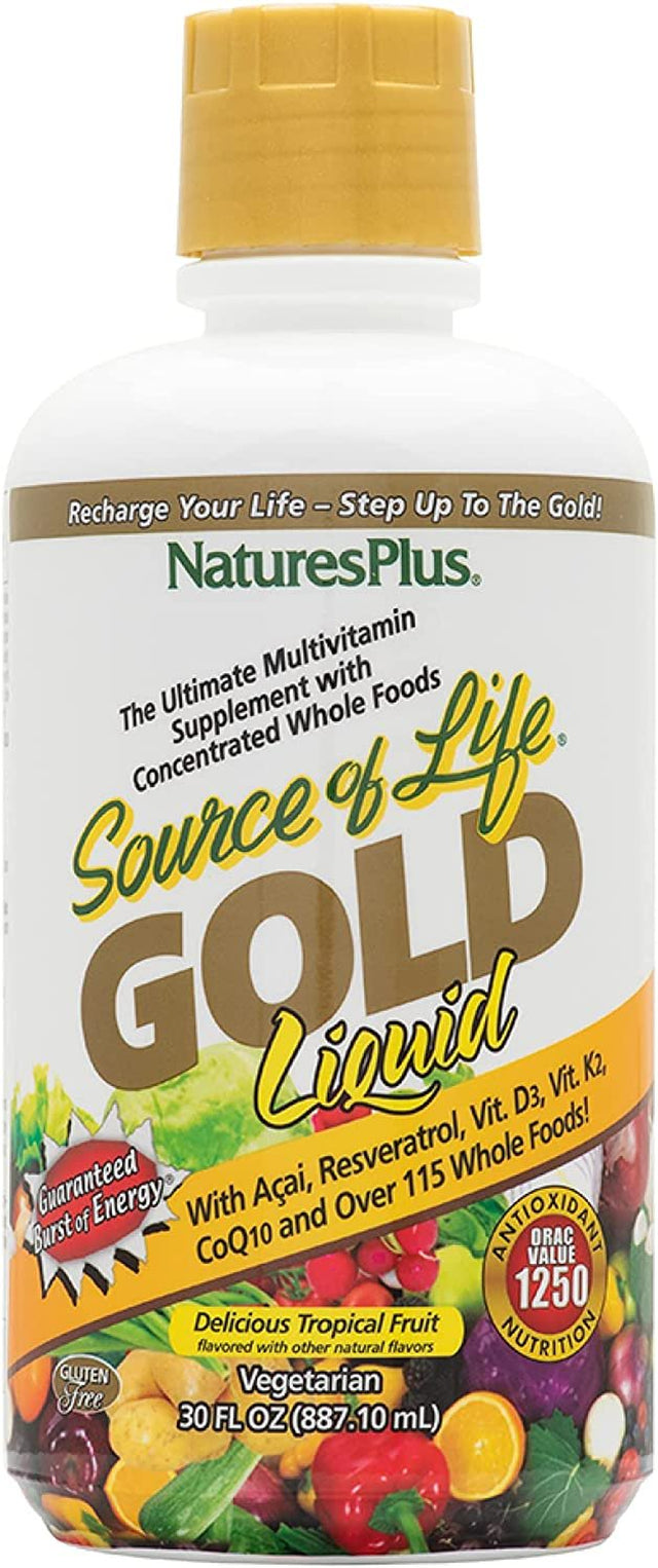 Source of Life Gold Multivitamin Liquid - 30 Oz - Supports Energy Production, Healthy Immune System & Well-Being - Includes Vitamins D3, B12, K2 & over 120 Whole Food Nutrients - 30 Servings
