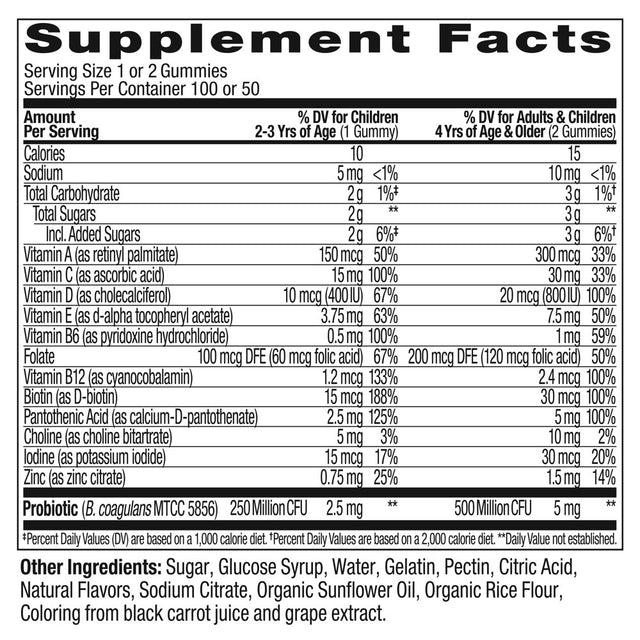 OLLY Kids Multivitamin + Probiotic Gummy, Daily Digestive Supplement, Zinc, Berry, 100 Ct