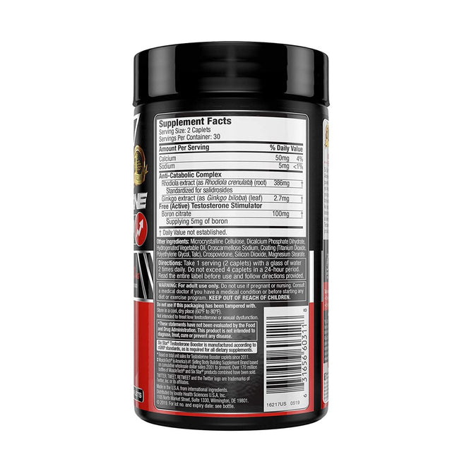 Six Star Testosterone Booster Enhances Training Performance, 60Ct, 4 Pack