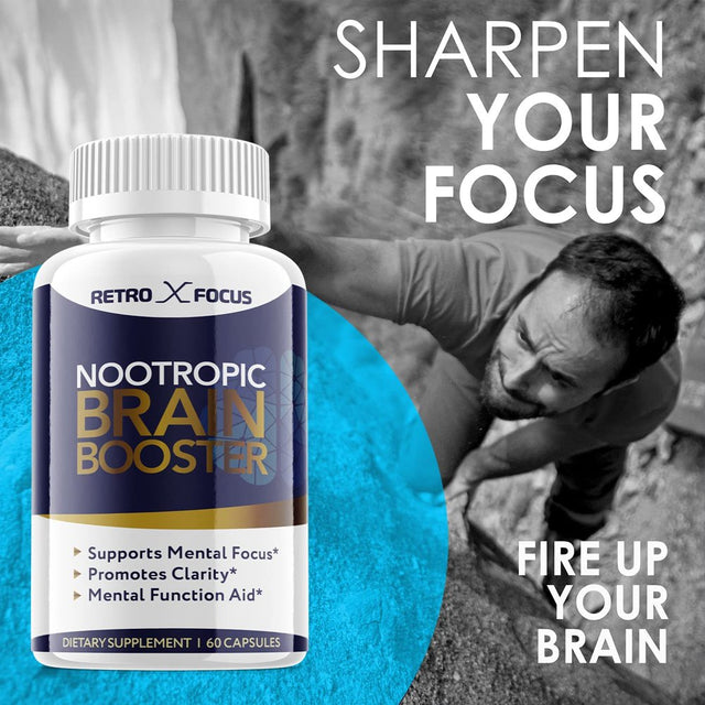 Retro X Focus - Brain Boost Matrix Supplement - Memory Booster Dietary Supplement for Focus, Memory, Clarity, & Energy - Advanced Cognitive Formula for Maximum Strength - 60 Capsules (1 Pack)