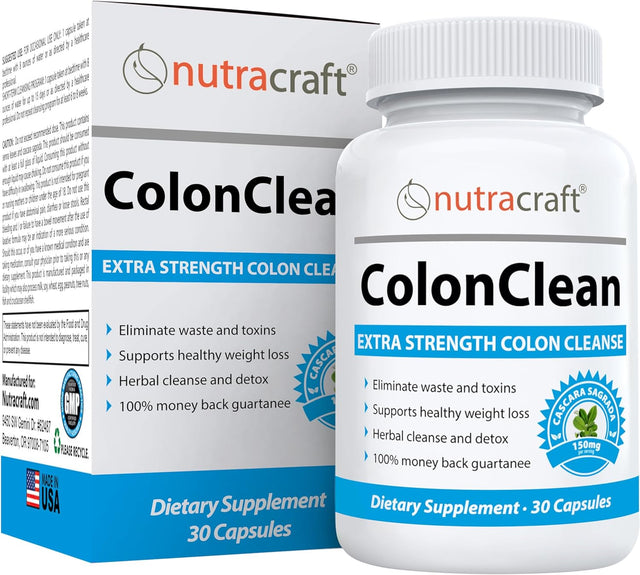Nutracraft Colonclean #1 Colon Detox and Constipation Relief | Senna, Cascara Sagrada, Psyllium, MCT, Aloe and Probiotics | 30 Capsules