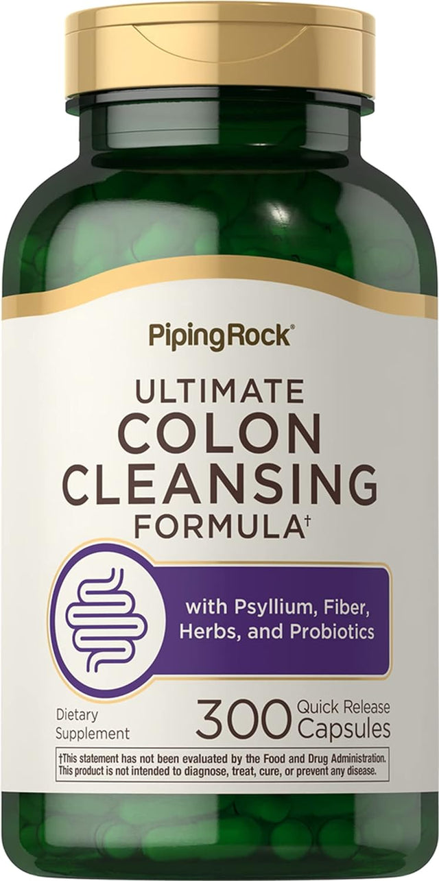 Piping Rock Colon Cleanse Pills | 300 Capsules | Herbal Detox Supplement | Super Formula for Men and Women | with Psyllium, Fiber, and Probiotics | Non-Gmo, Gluten Free