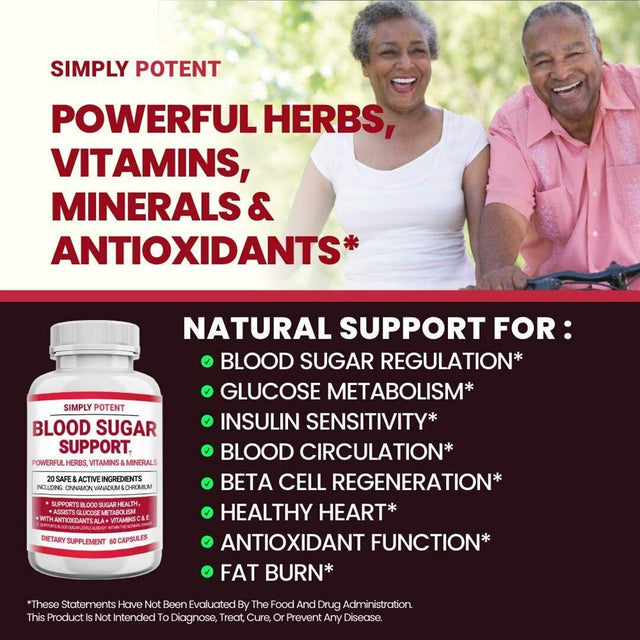 Blood Sugar Support Supplement - Glucose Balance W Alpha Lipoic Acid & Cinnamon 60 Capsule