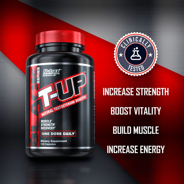 Nutrex Research T-Up Natural Testosterone Booster for Men Test Booster Muscle Enhancer and Libido Support Pills | DAA D-Aspartic Acid Supplement, Zinc, B6, B12 | 120 Capsules