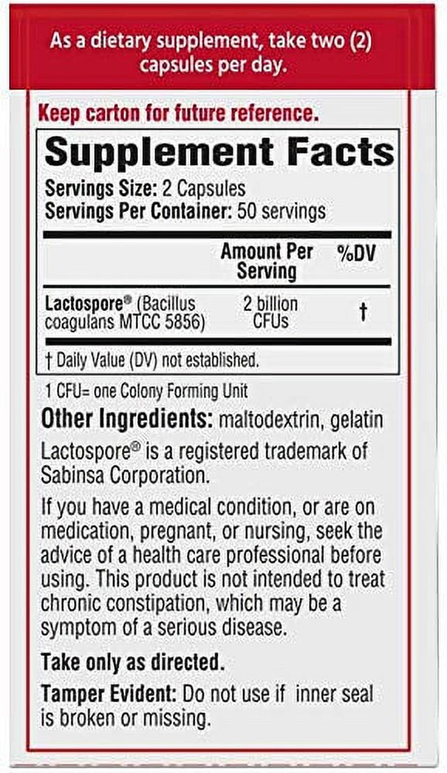 Bacid Probiotic Dietary Supplement, 100Ct