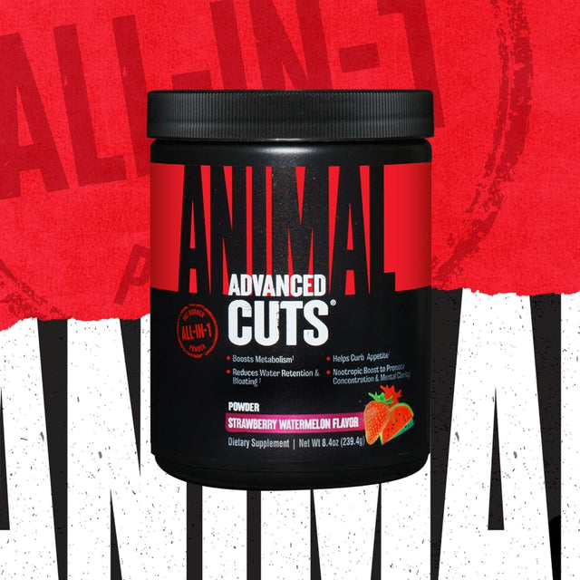 Animal Cuts Powder – Weight Management Supplement – Fat Burner, Metabolic Enhancer with Nootropics, Carnitine, Tyrosine, Diuretic – Strawberry Watermelon Flavor, 8.3 Oz, 42 Count