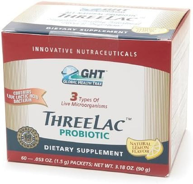 Global Health Trax Threelac Probiotic Dietary Supplement, Lemon 60 Packets