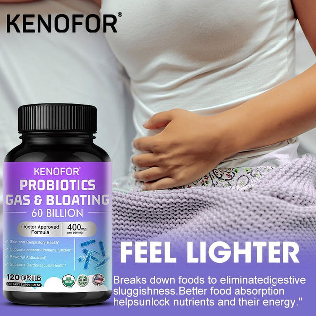 KENOFOR Probiotic Capsules with Lactobacillus Acidophilus, Powerful Antioxidants to Support Skin, Cardiovascular, Digestive, Immune and Respiratory Health