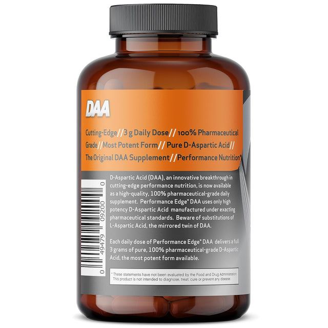 Performance Edge DAA D-Aspartic Acid 3G Daily Dose 30 Day Supply, 120 Capsules