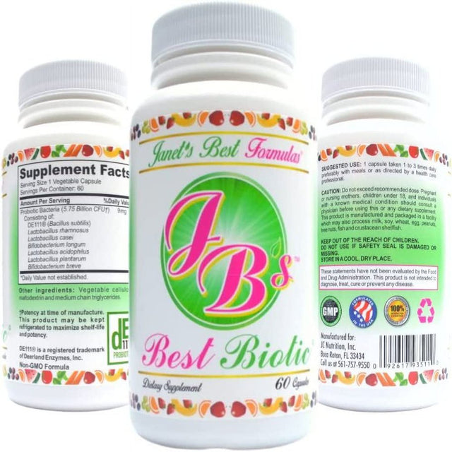 Janet'S Best Formulas, Best Biotic Digestive System and Regularity Support - Dietary Probiotic Supplement for Men and Women - 60 Vegetable Capsules 30 Day Supply