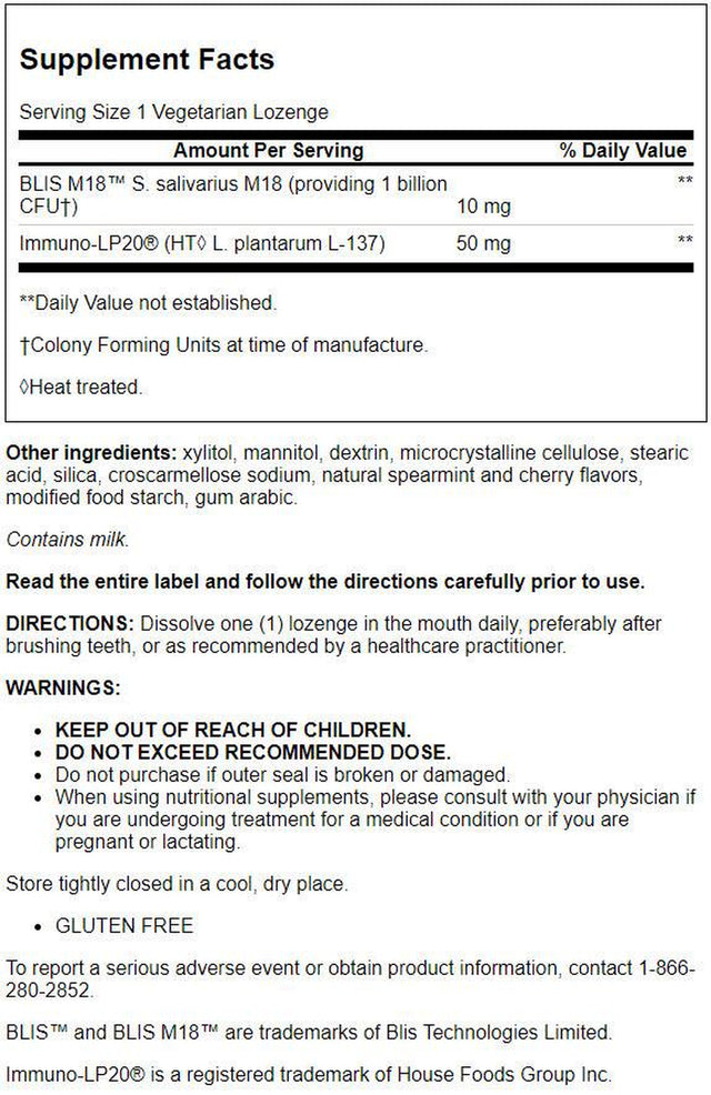 Life Extension FLORASSIST Oral Hygiene – Probiotic, Promotes Overall Oral Health – Gluten-Free, Vegetarian – 30 Lozenges