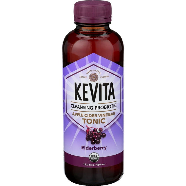 Kevita Organic Elderberry Cleansing Probiotic Apple Cider Vinegar Tonic, 15.2 Fluid Ounce -- 6 per Case.