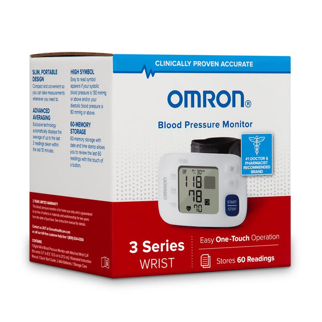 OMRON 3 Series Wrist Blood Pressure Monitor (BP6100), Portable Wrist Monitor, Digital Blood Pressure Machine, Stores up to 60 Readings