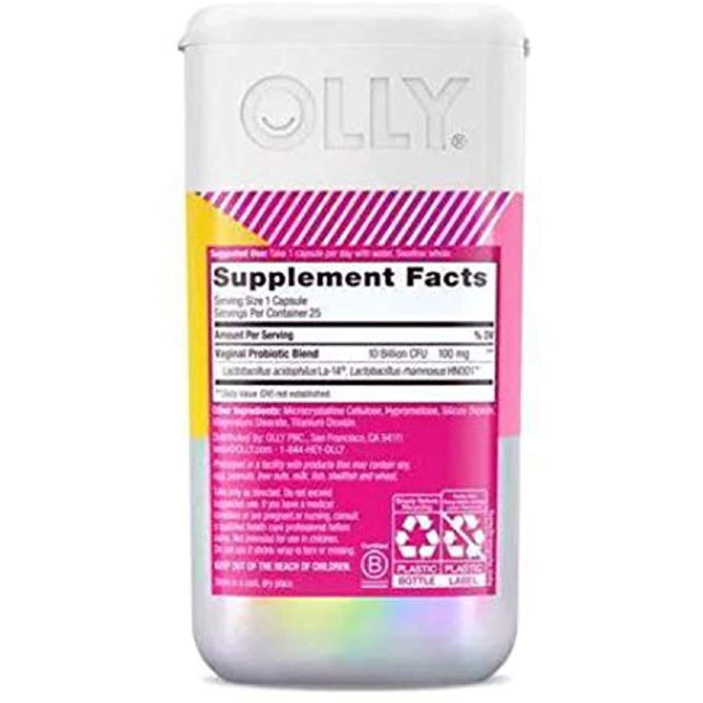 Olly Happy Hoo-Ha Women Probiotic 25 Capsules! Formulated with Multi-Strain Female-Focused Probiotic! Supports Vaginal Health and Ph Balance! Choose from 1 Pack, 2 Pack or 3 Pack! (1 Pack)