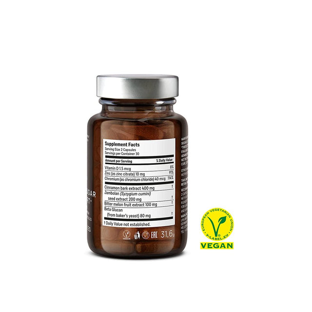 N°9 Sugar FIX - Blood Sugar Control Supplement - Cinnamon Capsules with Bitter Melon, Beta Glucan & Chromium - 60 Capsules - Vegan Glucose Support Supplement - Blood Sugar Diet - Made in Germany