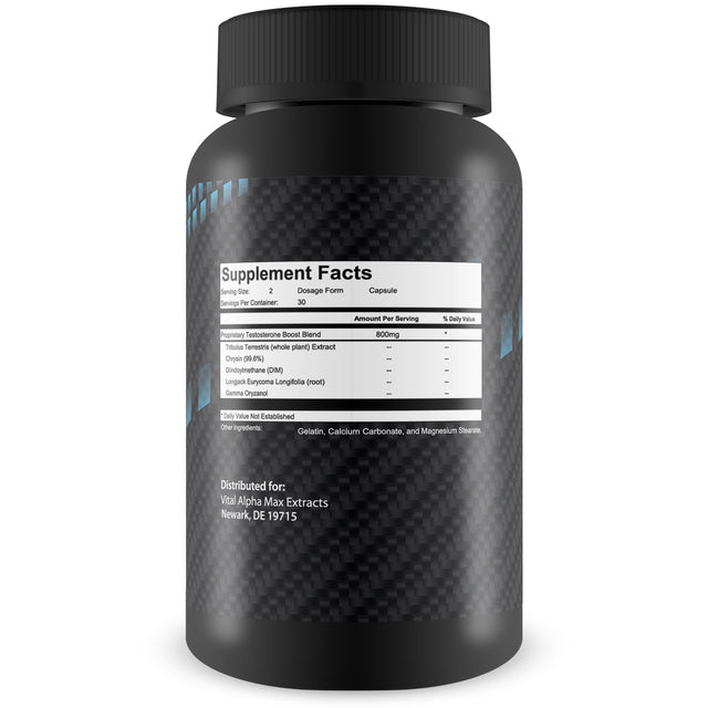 Vital Alpha Testo Boost - Advanced Testosterone Booster for Energy, Stamina, Performance and Muscle Growth with Tibulus Terrestris - 60 Capsules