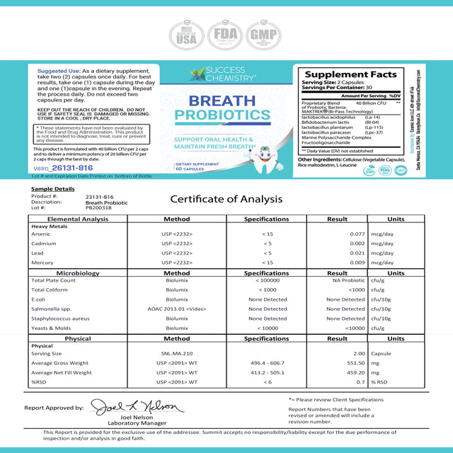 Oral Health 💫Probiotic 👅 by Success Chemistry®