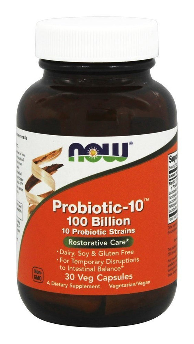 NOW Foods Probiotic 10 100 Billion,30 Vegetarian Capsules-3 Pack
